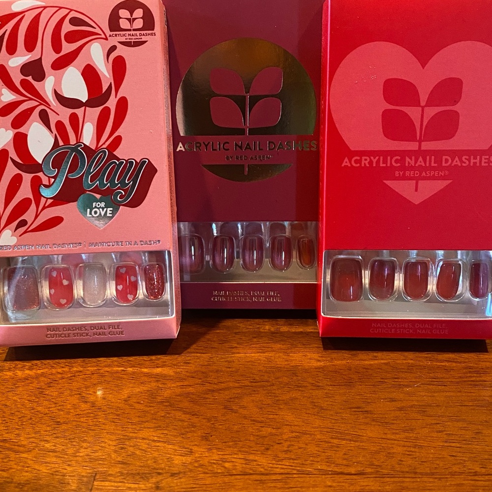 Acrylic Nail Dashes, 3 sets. Brand new in boxes.